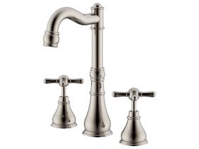 Milli Voir English Basin Set Cross Handle Brushed Nickel (5 Star)