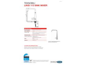 Technical Guide - Teknobili Likid 113 Sink Mixer Chrome (4 Star)