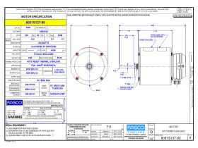 Specification Sheet - Fasco Fan Motor 240V 1 Speed 250W 8061S137-80