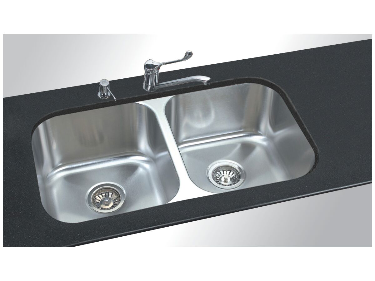 AFA Flow Double Bowl Undermount Sink No Taphole 796mm Stainless Steel