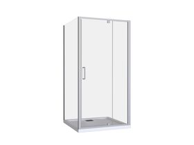 Posh Bristol Luna Shower Base & Shower Screen with Rear Outlet 1000mm x 1000mm White & Chrome