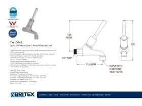 Technical Guide - Britex Wall Mount Timed Flow Bib Tap Top Lever
