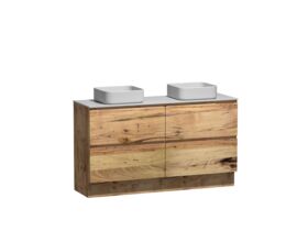Kado Arc Timber Double Drawer with Kick 1500 Double Bowl Vanity Corian 12mm Top