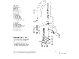 Component Listing - Phoenix 10473100C Blix Flexible Hose Sink Mixer Round