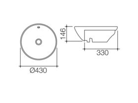 Caroma Leda Semi Recessed Basin 430mm No Taphole White