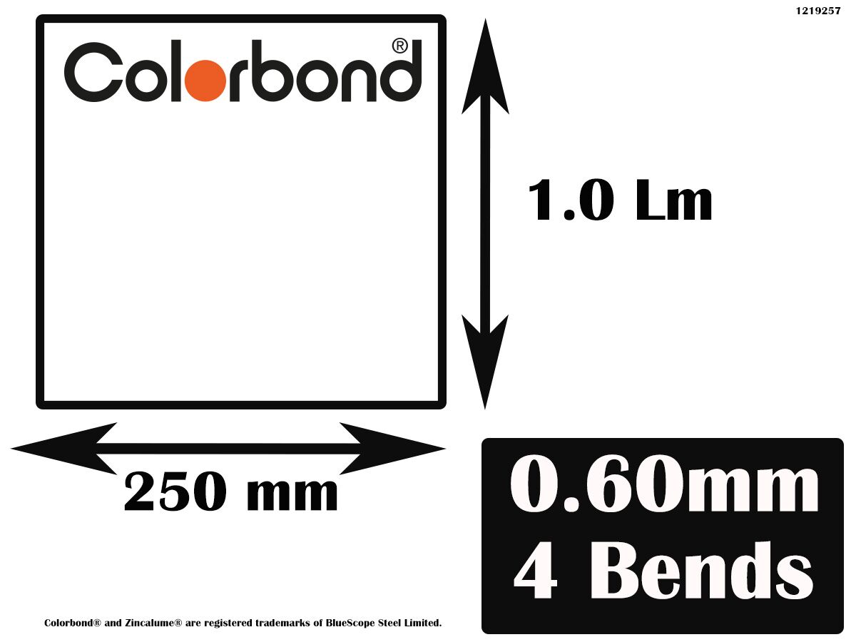 Flashing Colorbond 4 Bend .60mm 250mm