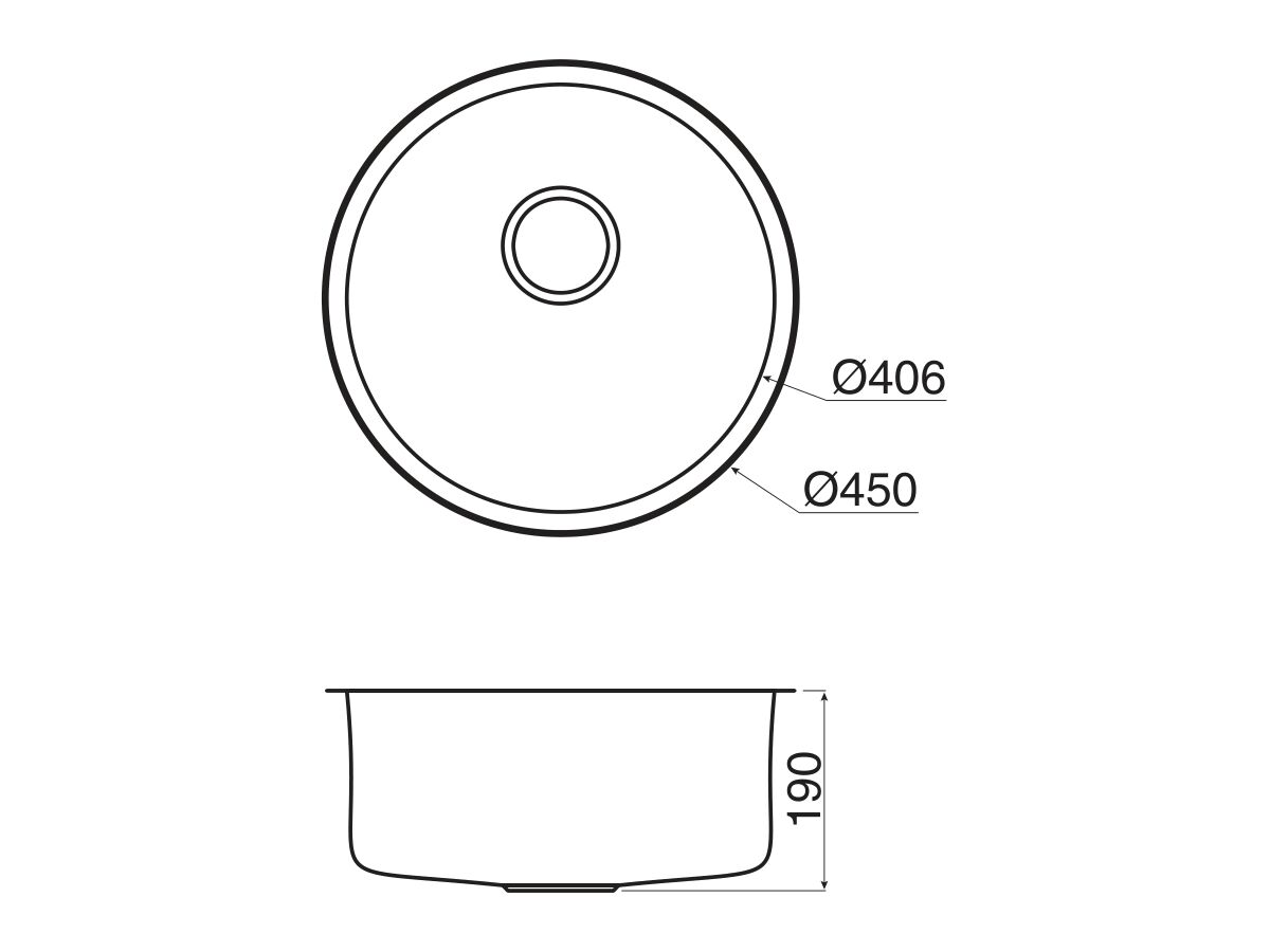 AFA Infinity Outdoor Undermount / Inset Round Sink No Taphole with