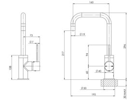 Vivid Slimline Sink Mixer 150mm Square Chrome (4 Star)