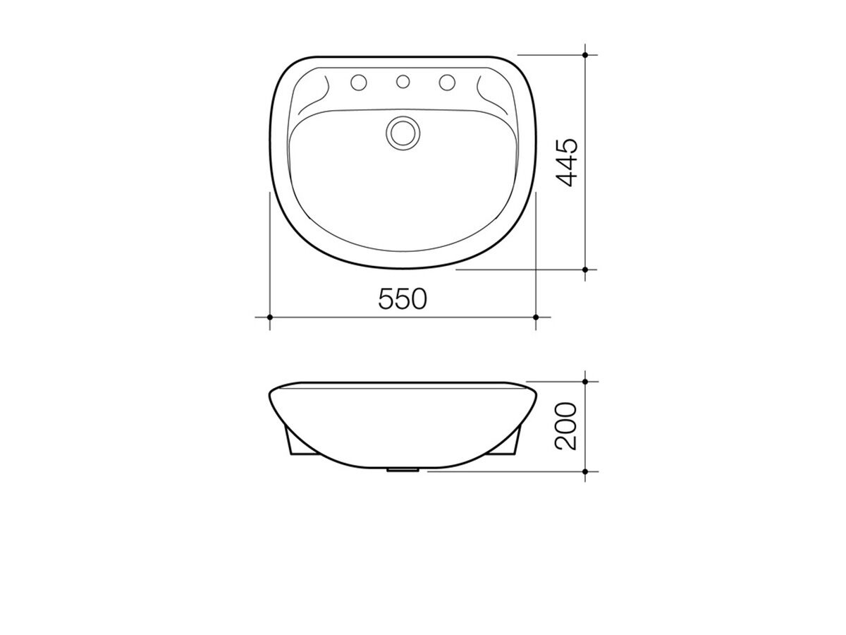 Caroma Caravelle Semi Recessed Basin 1 Taphole No Overflow White