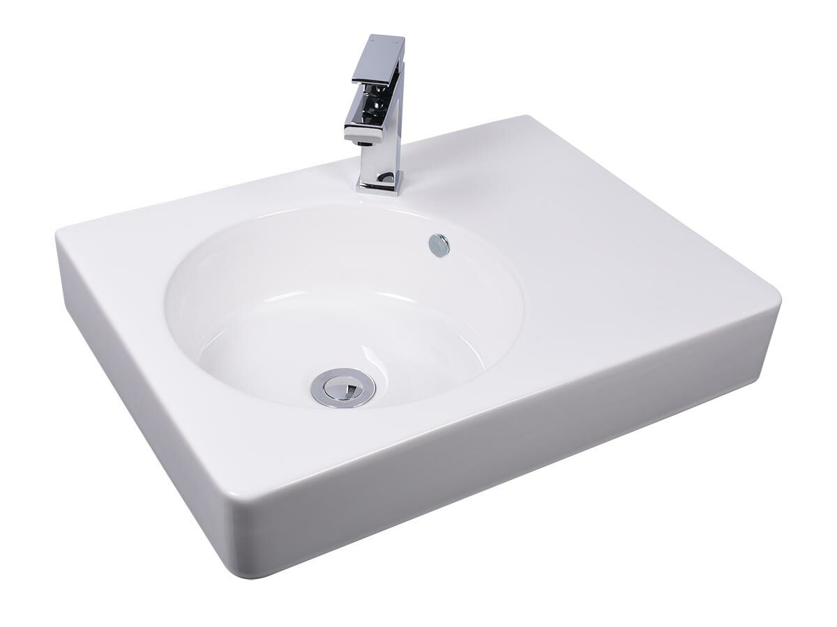 Kado Lux Wall Basin with Shelf 580 x 440mm 1 Taphole White