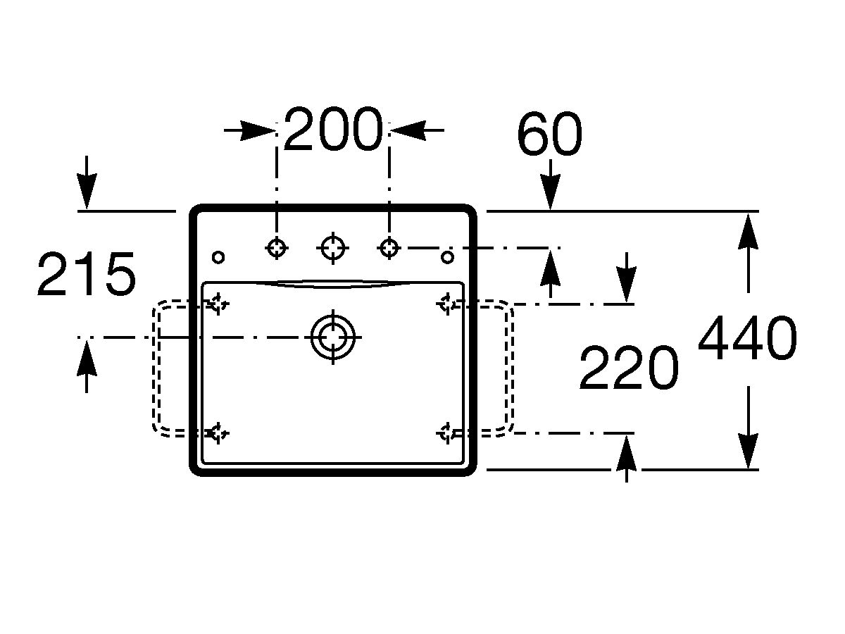 Diverta 470mm Wall/ Above Counter Basin 1 Taphole with Fixing Kit White