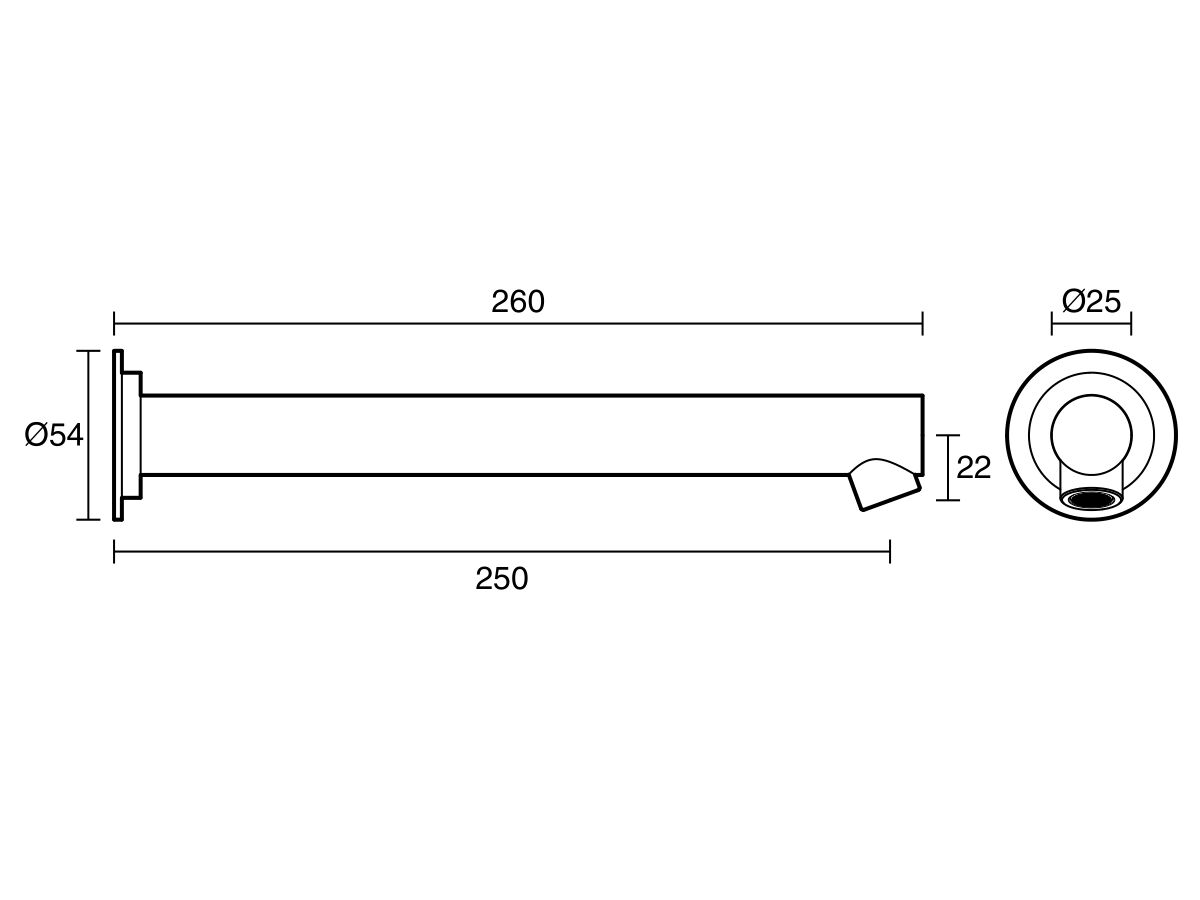 Sussex Scala Bath Wall Outlet 250mm LUX PVD Brushed Platinum Gold from Reece