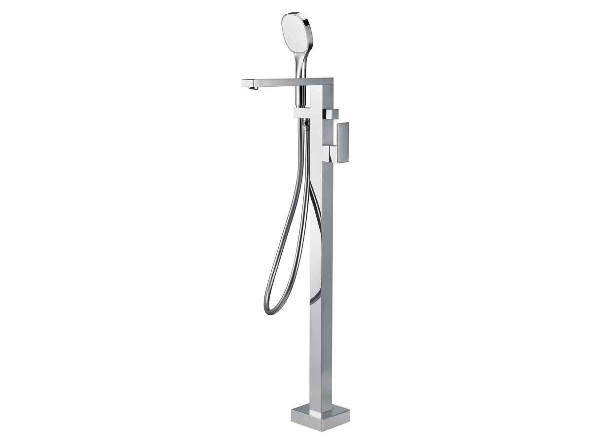 Mizu Bloc Floor Mounted Mixer with Handshower Chrome (3 Star)