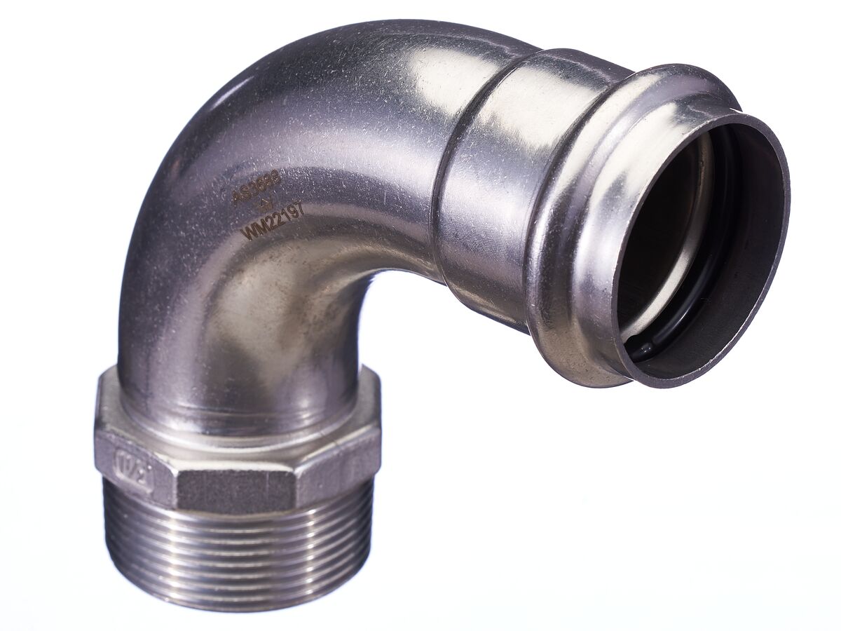 >B< Press Stainless Steel Male Elbow 90 Degree 42mm x 1 1/2""