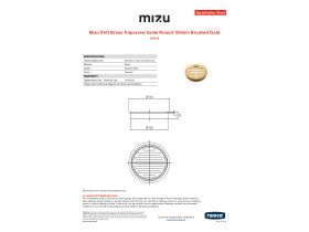 Specification Sheet - Mizu Drift Brass Trapscrew Grate Round 100mm Brushed Gold