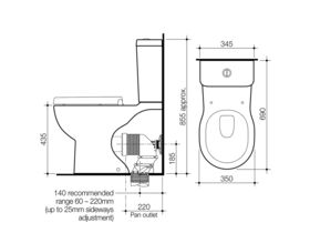 Caroma Opal II Easy Height Back Entry Toilet Suite 4.5/3 litre White Only (4 Star)