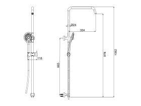 Mizu Drift Twin Rail Shower and 120mm Handshower Only with Top Rail Water Inlet (3 Star)