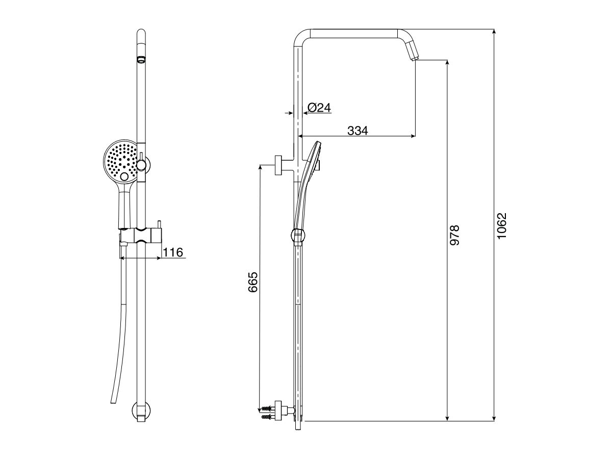 Mizu Drift Twin Rail Shower and 120mm Handshower Only with Top Rail