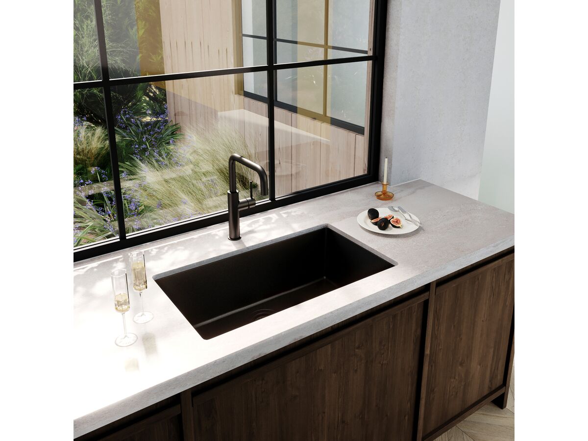 Memo Freya Mega Bowl Sink No Taphole Granite Black