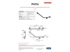 Specification Sheet - Mizu Drift 450 x 450 x 40 Degree Ambulant Toilet Grab Rail Right Hand Brushed Gunmetal