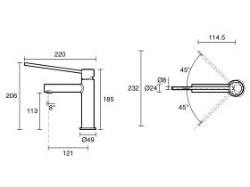 Mizu Drift Basin Mixer Straight Spout with Extended Lever Tap (6 Star)
