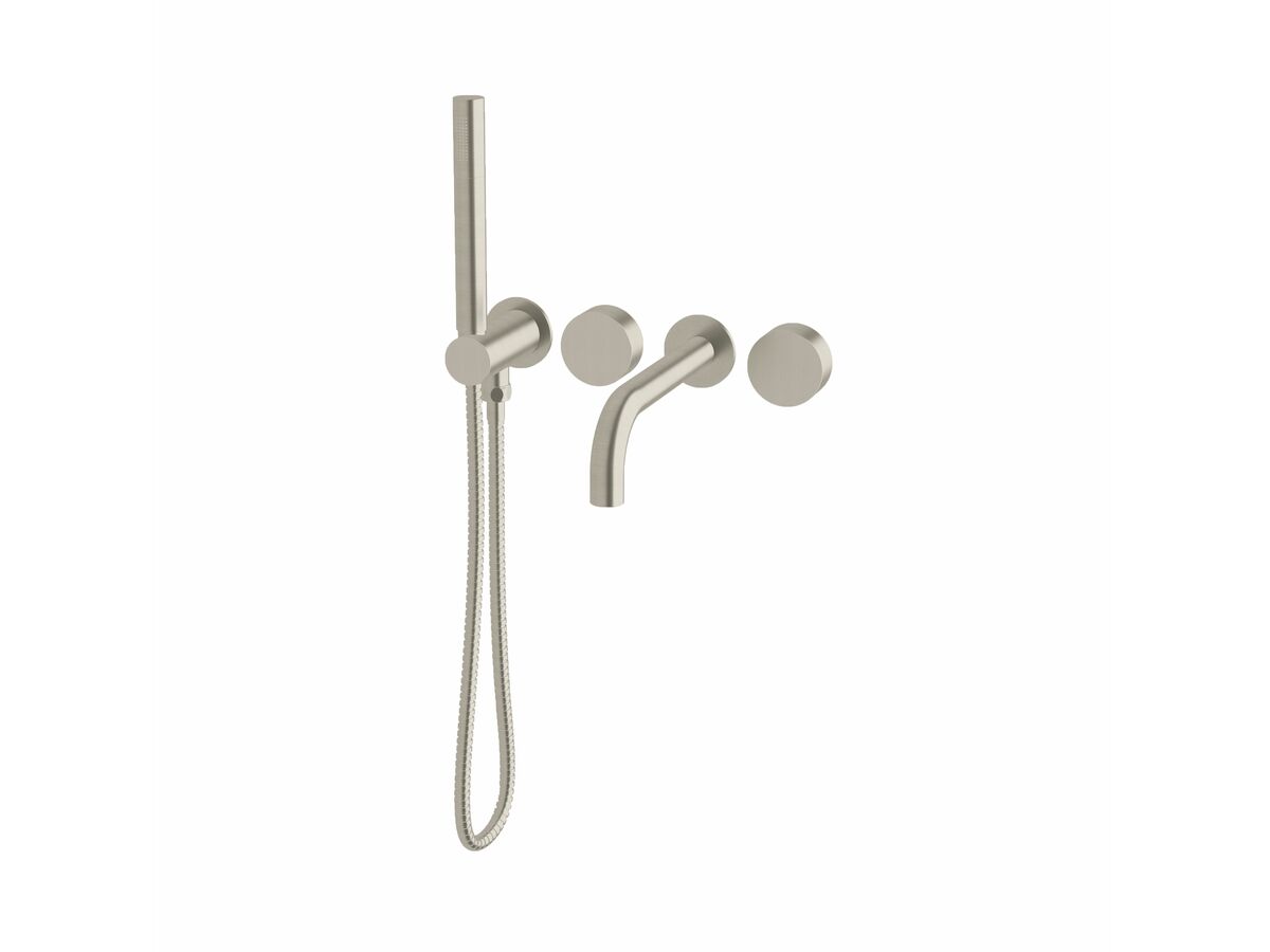 Milli Pure Progressive Bath Mixer Tap System 250mm with Hand Shower Right Hand Brushed Nickel