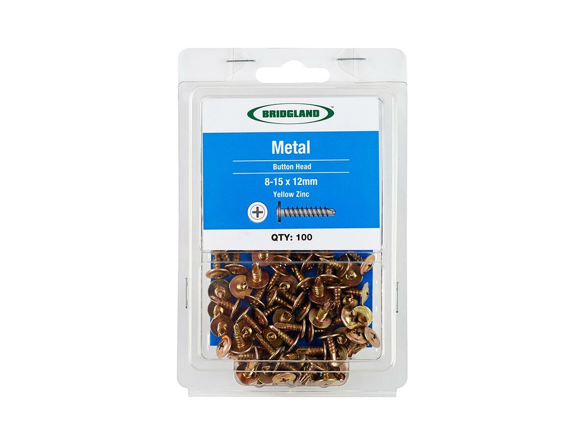 Bridgland Button Head Screw Metal Yellow Zinc 8-15 x 12mm (100)