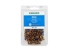 Bridgland Button Head Screw Metal Yellow Zinc 8-15 x 12mm (100)