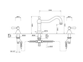 Classic Provincial Hob Bath Set Lever Chrome