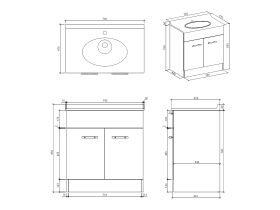 Base Vanity 2 Door 760mm White