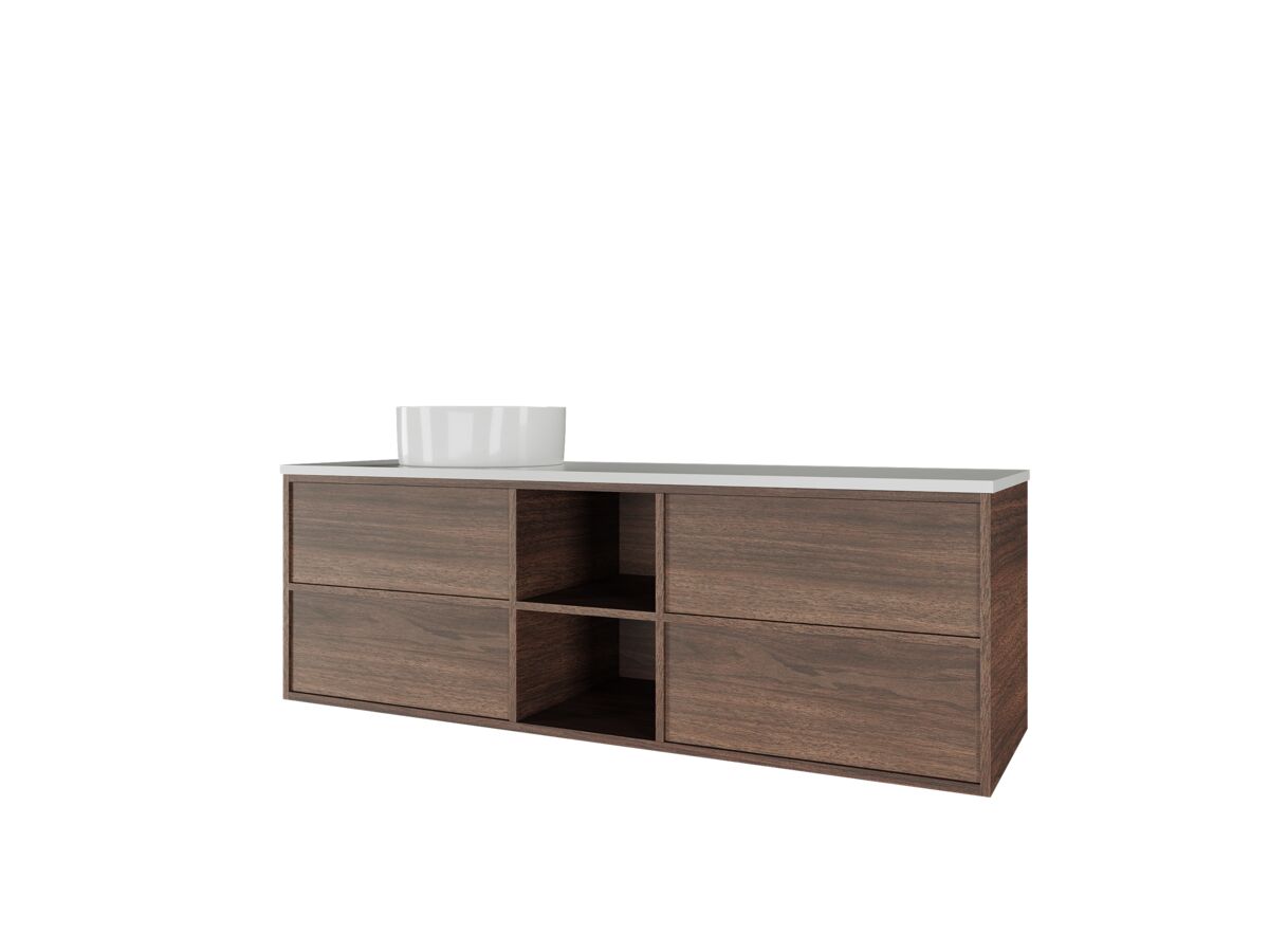 Kado Aspect 1500mm Wall Hung Vanity Unit with Shelf Single Bowl Thin ...