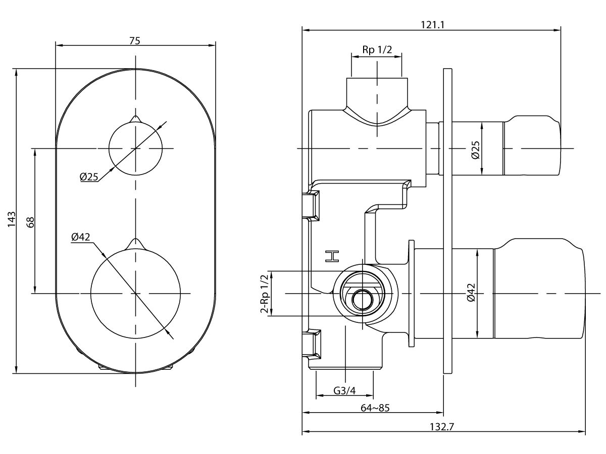 Milli Flow Diverter Mixer Chrome