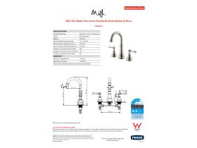 Specification Sheet - Milli Voir Basin Set Lever Handle Brushed Nickel (5 Star)