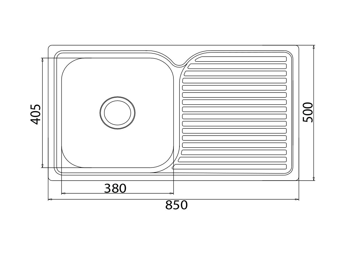 Posh Solus MKII Single Bowl Inset Sink 850mm Left Hand Bowl 1 Taphole Stainless Steel