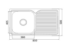 Posh Solus MKII Single Bowl Inset Sink 850mm Left Hand Bowl 1 Taphole Stainless Steel