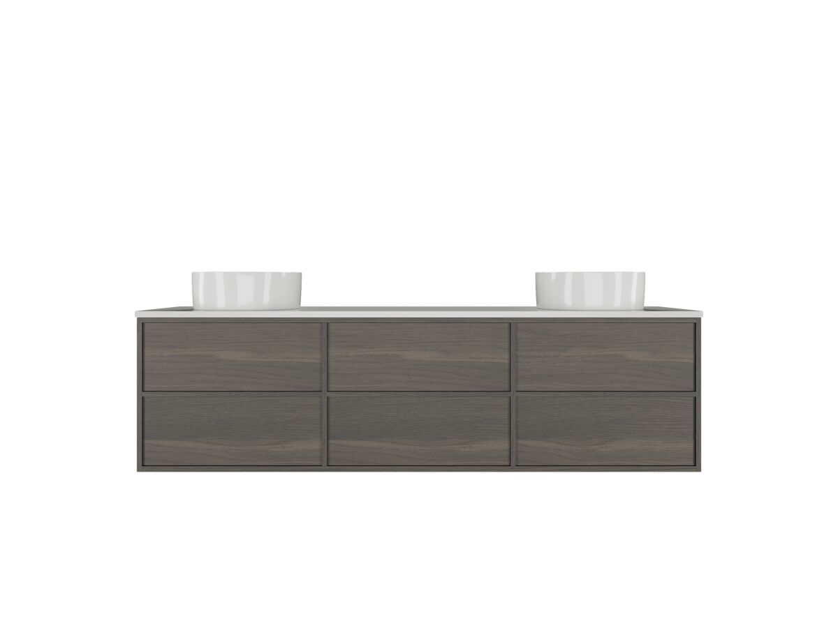 Kado Aspect Wall Hung Vanity Unit 1800mm Double Bowl 6 Drawer Corian 20mm Top