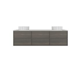 Kado Aspect Wall Hung Vanity Unit 1800mm Double Bowl 6 Drawer Corian 20mm Top
