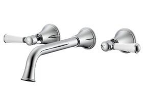 Posh Canterbury Wall Basin Set 220mm Lever with Porcelain Handle Chrome (4 Star)