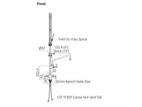 Dual Hob Mount Pre Rinse Unit with 6" Pot Filler Complete - Trigger Valve (6 Star) Pot Filler (3 Star)