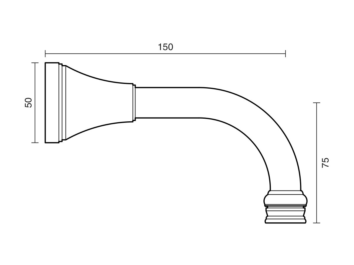 Kado Era Wall Bath Outlet 150mm Brushed Nickel from Reece