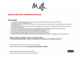 Installation Instructions - Milli Voir Basin and Sink Mixer