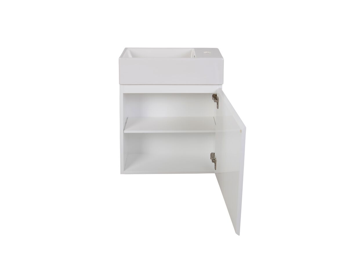 Posh Solus Powder Room Vanity Unit Wall Hung Right Hand Basin 1 Taphole White