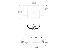 AXA Sheer Semi Recessed Basin 1 Taphole 350 x 350mm White