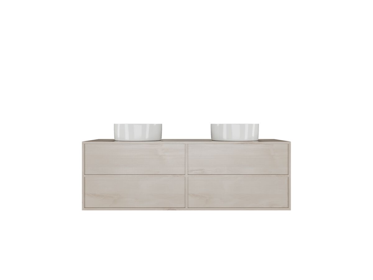 Kado Aspect 1500mm Wall Hung Vanity Unit Double Bowl Timber Top from Reece