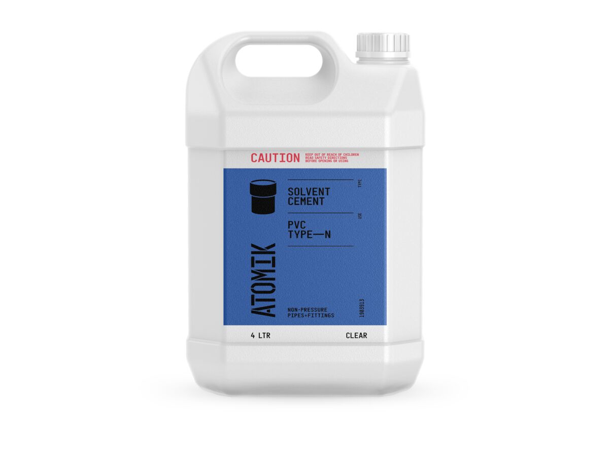 Atomik Solvent Cement PVC Type N Clear 4Ltr from Reece