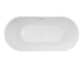 Valentina 1500mm Freestanding Bath Matte White with Pop-Up Plug & Waste ...