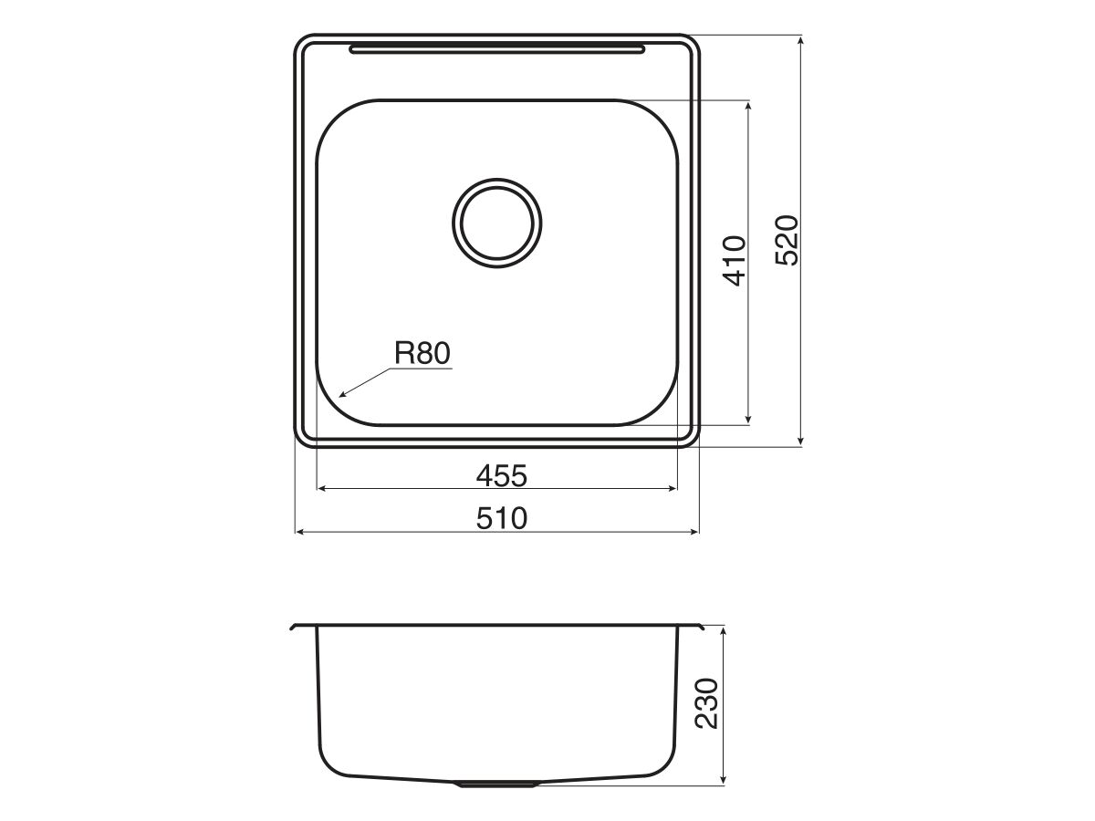 AFA Infinity Outdoor Inset Square Sink 1 Taphole with QuickFit Clips