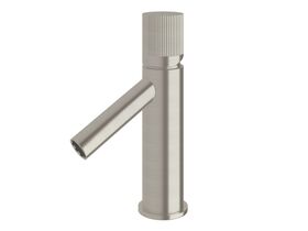 Milli Pure Basin Mixer Tap with Linear Textured Handle Brushed Nickel (6 Star)