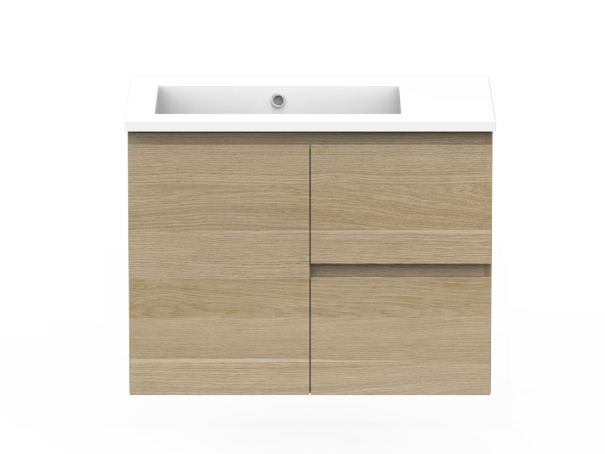 Posh Domaine Plus Conventional 750mm Wall Hung Vanity Cast Marble Top Left Hand Basin