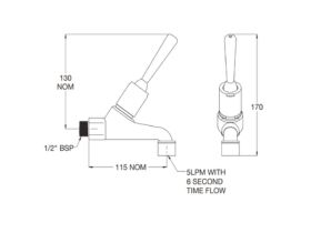 Britex Wall Mount Timed Flow Bib Tap Top Lever